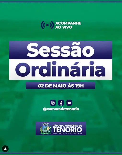 Hoje tem Sessão Ordinária na Câmara Municipal de Tenório/PB!