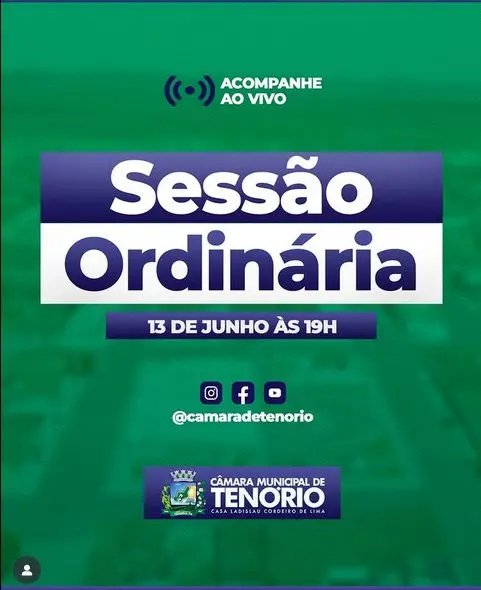 Não perca! Sessão da Câmara de Tenório debate temas importantes nesta quinta (13/06)