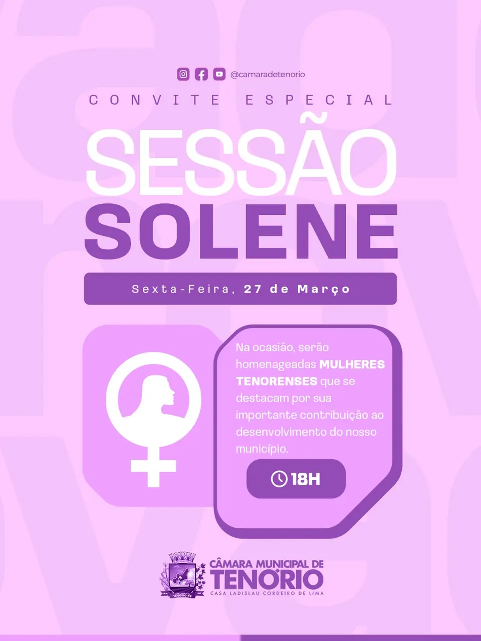 Sessão Solene em homenagem ao Dia Internacional da Mulher.