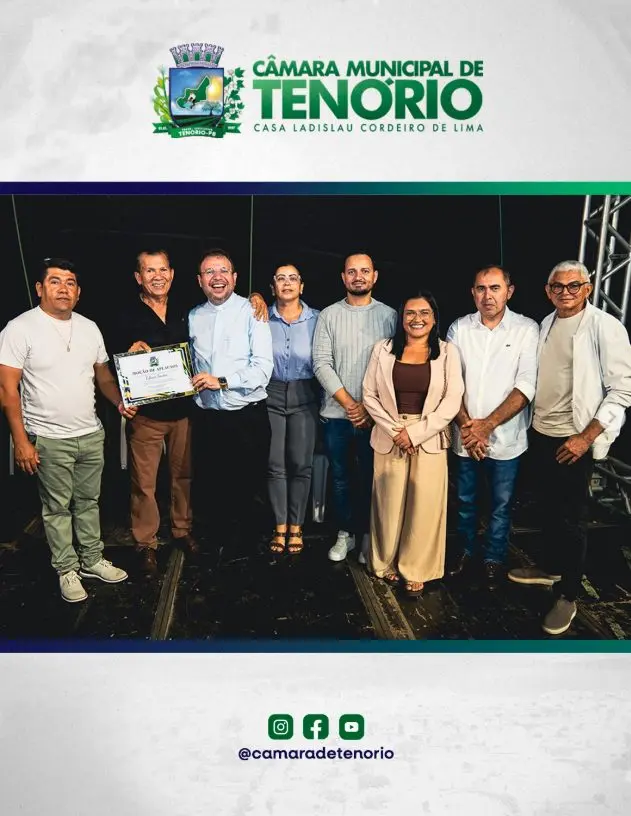 A Câmara Municipal de Tenório realizou a entrega de uma Moção de Aplausos ao Padre Fabrício Timóteo, durante a Missa em Ação de Graças e Terço da Libertação, alusivos aos 32 anos de Emancipação Política de Tenório.