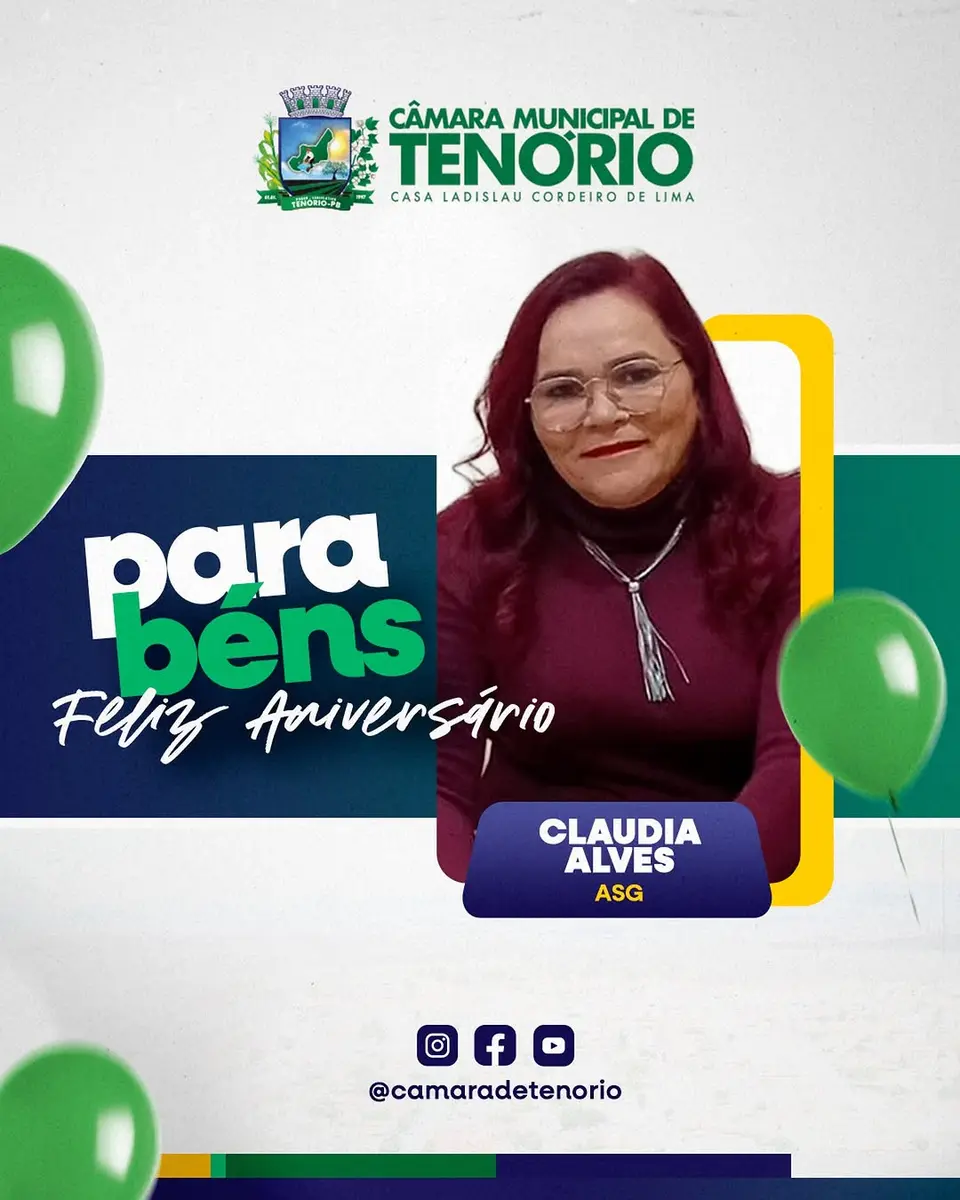 Câmara de Tenório parabeniza Claudia Alves pelo aniversário