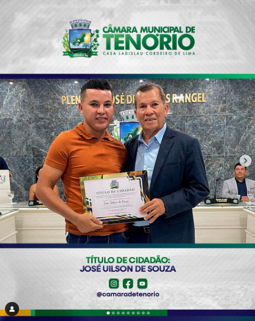 No último dia 29, aconteceu a 1ª Sessão Solene de 2025 da Câmara Municipal de Tenório/PB, marcada pela entrega dos Títulos de Cidadão tenorenses e pela emocionante Moção de Aplausos.